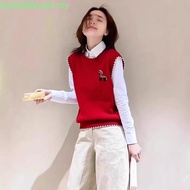 Xing Winter Knit Sweater Top - Loose Fit Red Vest EU Size 8