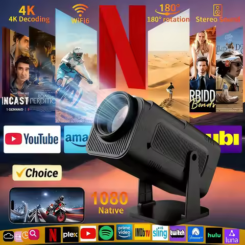 KaiAqua 4K Android 11 Projector Native 1080P 390ANSI HY320 Dual Wifi6 BT5.0 1920*1080P Cinema portab