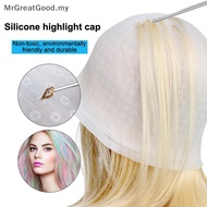 Hair Coloring Highlighting Cap Reusable Silicone Highlight Cap Pull Through Caps For Hair Dying Fros