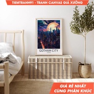 Wall painting, Gotham City Travel, Gotham City Fiction Poster, Gotham Wall Art, New York Fiction Tra