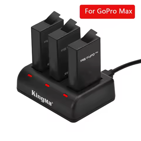 New intelligent For GoPro Max Battery 3 Slot Charger + 1400mAh lithium ion Battery For 360 Panoramic