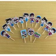 Happy Birthday Cake Topper Cupcake Omar Hana Decoration Set Party Accessories Hiasan Kek Design
