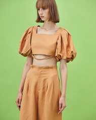 The SRT X4 TBL49 Linen Balloon Sleeves Crops - เสื้อครอป แขนบอลลูน ผ้าลินิน