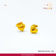 WELL CHIP Heart Shape Studs Earrings - 916 Gold/Anting-anting Kancing Bentuk Hati - 916 Emas