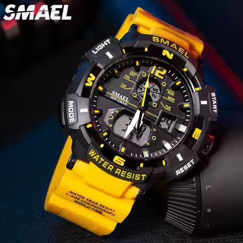 SMAEL Cool Shockproof Electronic Watch Multi functional Waterproof Sports Dual Display Electronic Qu