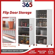 Borong365 Flip Top Door Storage Box Almari Plastik Kotak Buku Baju Transparent Cabinet Flip Door Storage Cabinet