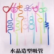 Crystal shape straw PET hard tube once Creative Cute Plastic straw Fancy Cocktail Heart Crystal shap