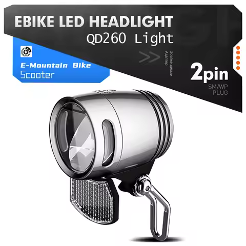 Electric Bicycle Headlight QD260 LED 100LUX 6V-60V Bicycle Light Safe Bike Headlight Lamp For ebike 