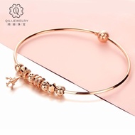 Russia 585 Purple Gold Pure Rose Gold Color Gold Fashion Eiffel Tower Bracelet Female