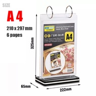 Restaurant menu display A4 size shop promos holder Acrylic display turning page