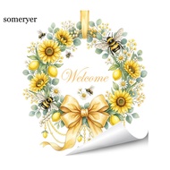 someryer|  Removable Window Decoration Static Cling Window Sticker Spring Flower Wreath Window Cling