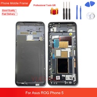 6.78นิ้วสำหรับ Asus ROG Phone 5 ZS673KS โครงหน้ากากกลางด้านหลังตัวเครื่องจอแอลซีดีรองรับกลางแผงหน้าป