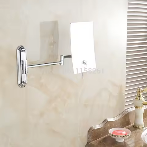 8 Inch Bath Mirrors 3X Magnifying Mirrors Wall Wounted Cosmetic Makeup Mirror Brass Chrome Square Be
