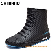 Shimano Waterproof Rain Boots for Men Rubber Shoes Fishing Husband Galoshes PVC Ankle Water Boots Ma