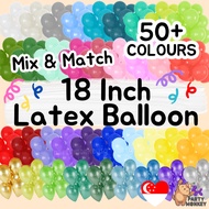 [SG Seller] 18 Inch Latex Balloon Big Balloon Pearly Metallic Glossy Confetti Pastel Balloons Party 