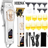 HIENA Hair Clippers for Men T-Blade Trimmer Professional Barber Clippers - Cordless Hair Cutting Beard Trimmer Mens Electric Hair Trimmer Rechargeable Gold Kit
