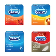 Durex Condom 3pcs Love / Together / Close fit / Comfort / Fetherline / Fetherline Ultima