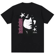Beabadoobee Facial Printed Cotton T-shirt Hip Hop Fashion Pop Music Men's Top