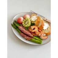 Japanese Style Oval Plate Stoneware Plate Beautiful Breakfast Plate Bagel Plate Light Food Plate Hig