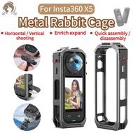 Metal Rabbit Cage for Insta360 X5 Metal Frame Case with Cold Shoe Mount Compatible for Insta 360 X5 