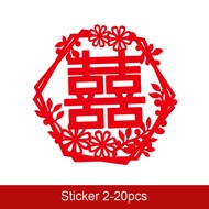 20pcs Chinese Traditional Wedding Sticker Decoration Red Hi Words Static Stickers Double Happiness Wall Windows Door Car Stickers