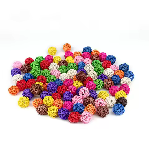 10pcs/lot 3cm 11 Colors Rattan Ball Ornaments Sepak Takraw Home Decorations DIY Ornaments Festival D