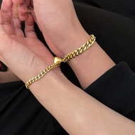 Roselife 2PCs 14k Gold Magnet Heart Couple Bracelets Set for Women Men Fashion Lovers Wrist Chain Je