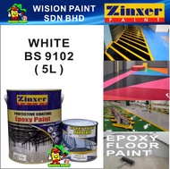 5L ZINXER EPOXY FLOOR PAINT ( 9102 WHITE  ) CAT LANTAI RUMAH / TOILET TILES / CEMENT / FLOOR