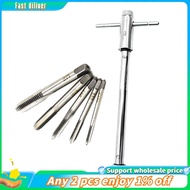 In stock-Long Adjustable Silver T-Handle Ratchet Tap Wrench with 5 M3-M8 3mm-8mm Thread Metric Plug 
