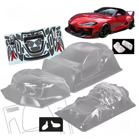 200mm Bodywork 1/10 Scale Supra Hycade Clear Drift Body Shells W/ Rear Wing ,Light Buckles and Decal