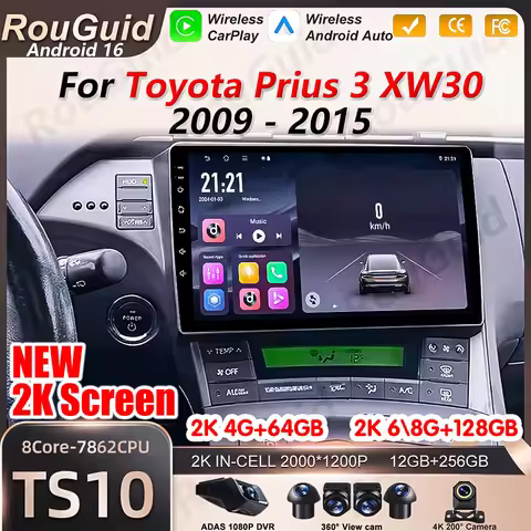 Android 16 Car Radio For Toyota Prius 3 XW30 2009 2010 2011 2012 2013 2014 2015 Multimedia Player Vi