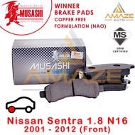 Musashi Winner Brake Pad (Copper Free NAO) for Nissan Sentra N16 1.8 (2001-2012) (Front) - Amaze Aut