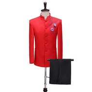 2PCS Suit Set for Men with Diamond and 3D Flower Choir Host Stage Singer Performance Costume Enchant