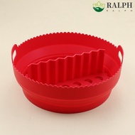 RALPH Air Fryer Baking Basket, with Dividing Pad Silicone Air Fryer Baking Pan, Baking Molds Heat Safe Foldable Round Air Fryer Baking Tray Oven
