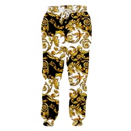 Luxury Fashion Men Golden Chain Pants 3D Printed Jogger Pants Homme Royal Baroque Style Plus Size Casual Sports Jogging Clothing