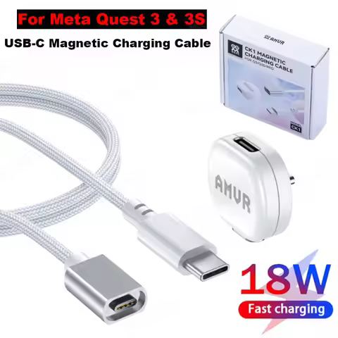 1.2m AMVR Magnetic Charging Cable for Meta Quest 3 & 3S VR USB-C 18W Fast Charger Cables for Meta Qu