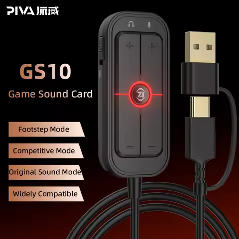 Piva 1.2m Cable Virtual 7.1 16Bit/48Khz Type-C to USB Gaming Sound Card 3.5mm Audio Port With 3 EQ M