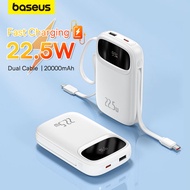 【48 hour shipped】Baseus Qpow2 Power Bank 20000mAh PD Fast Charging Powerbank Built in Two Cables Por