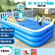 (THICK TYPE) SWIMMING POOL FOR KIDS, FAMILY SWIMMING POOL 1M8 3 TONS, 1M5 3 FLOORS IN ALL SIZES WITH