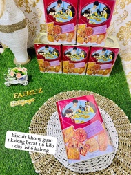 1 dus isi 6 kaleng wafer khong guan 1 kaleng berat 1,6 kilo / biscuit khong guan roti lebaran