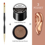 Ur Đường 5Pcs Rắn Gương móng tay lấp lánh Điện Với Rắn Đúc Gel Rhinestone Nail Keo Gel Bộ bàn chải m