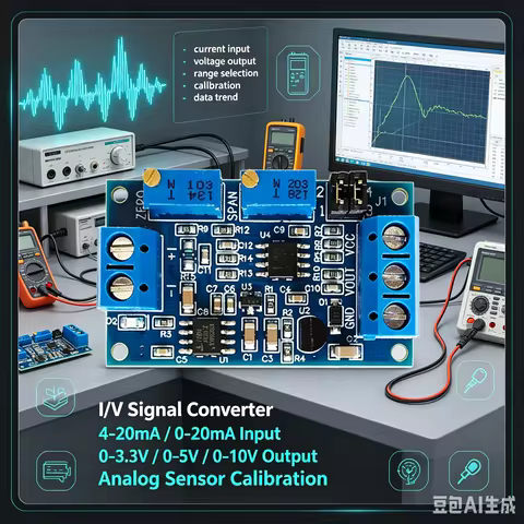 1Pcs 4-20mA 0-20mA to 0-3.3V 0-5V 0-10V Current to Voltage Converter Signal Conversion Module 0-20mA