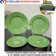 7" MELAMINE FLAT PLATE 8"/9"/10" (PER 3 PCS) GOLDEN DRAGON P-0207D/0208D/0209D/0210D MOTIF daun