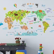 【itaste小品味】可愛動物世界地圖創意壁貼