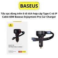 Car Charger with integrated Type C Cable and iP Cable 60W Baseus Enjoyment Pro Car Charger