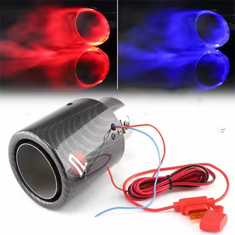 Exhaust Pipe Muffler with Backlight Carbon Fiber Fire Exhaust Backlight Muffler Lights Pipe Nozzle w