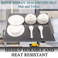 Ready Stock Large Size Square Foldable Silicone Dish Drain Heat Resistant Drying Mat Kitchen Tableware Dishwasher Durable Pad Dishware Table Placemat Mat multicolor