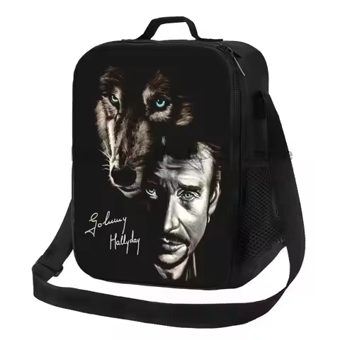 Custom Johnny Hallyday And Wolf Lunch Bag Women Thermal Cooler Insulated Lunch Boxes for Adult Offic