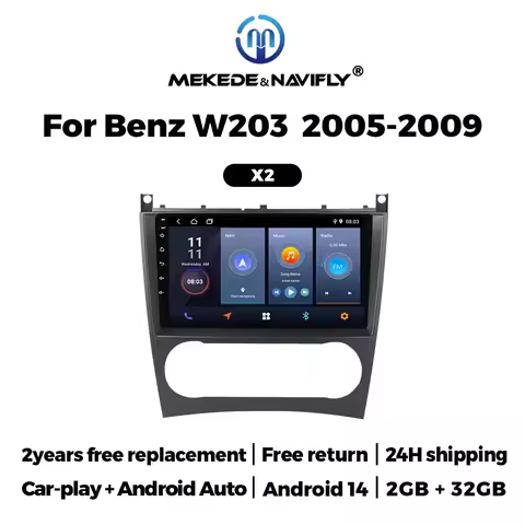 Android 14 Car Radio for Mercedes-Benz C-Class W203 W209 C180 C200 C220 C230 Carplay AUTO Audio Navi