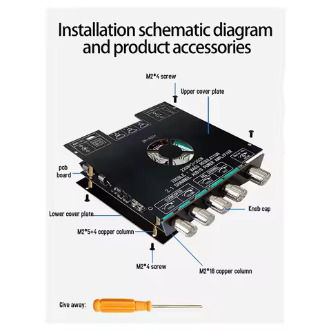 ZK-AS21 2.1 Channel Bluetooth Digital Power Amplifier Board Module